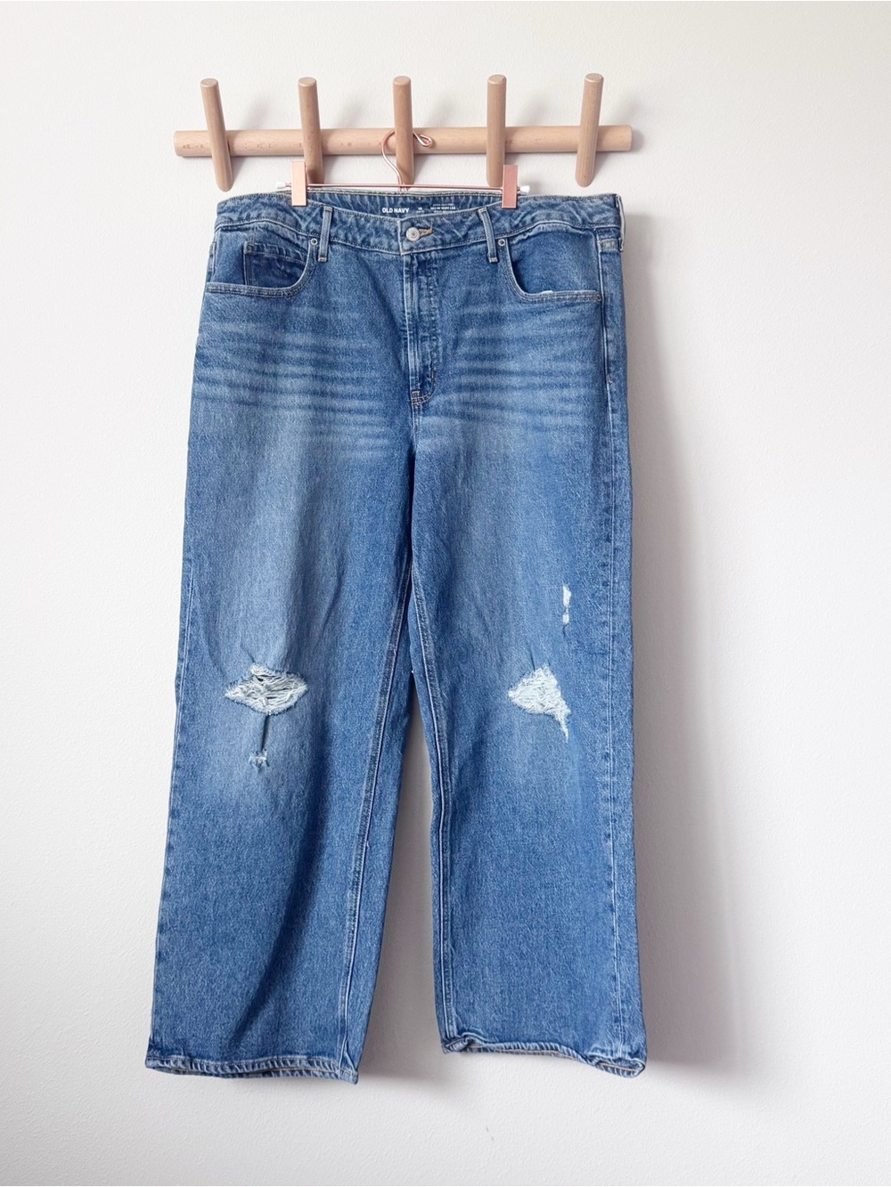 Old Navy Sky High Wide Leg Distressed Jeans